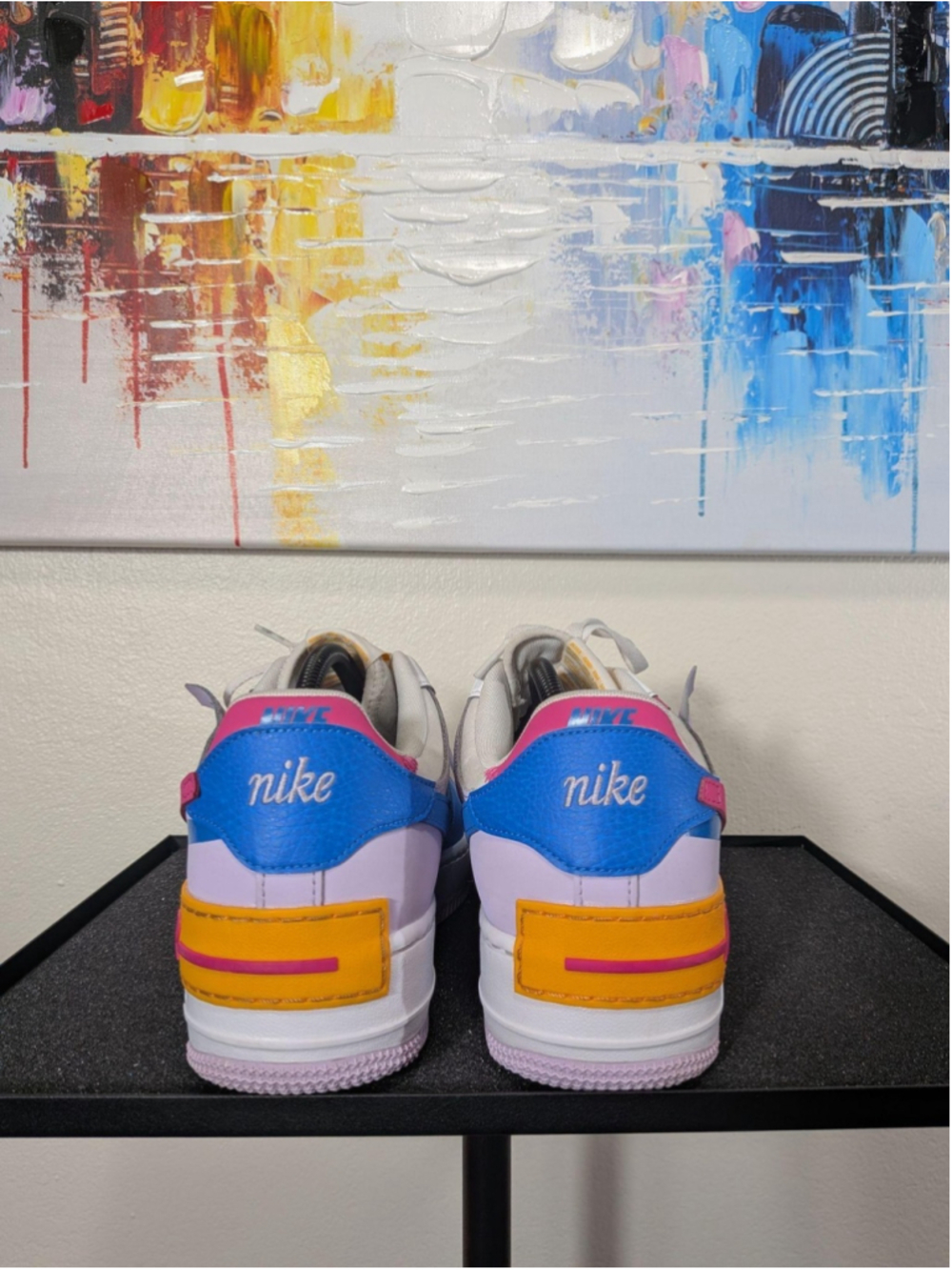 Nike Air Force 1 Shadow Shoes Womens Size 11 White Pink Blue Sneakers HF5064-100 - Picture 2 of 9